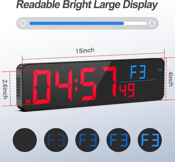 ANJANK 15" Gym Timer & Wall Clock with Remote Control (image 2)