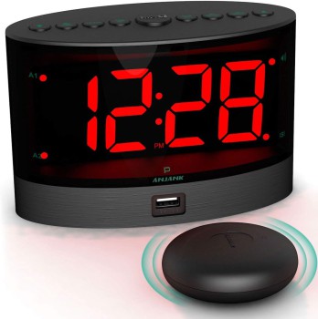 ANJANK Extra Loud Alarm Clock with Wireless Bed Shaker