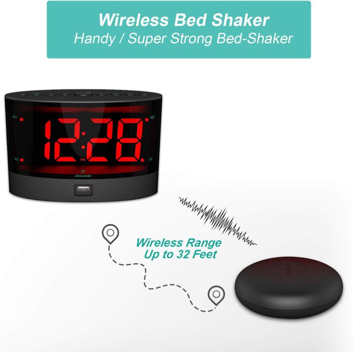 ANJANK Extra Loud Alarm Clock with Wireless Bed Shaker (image 2)