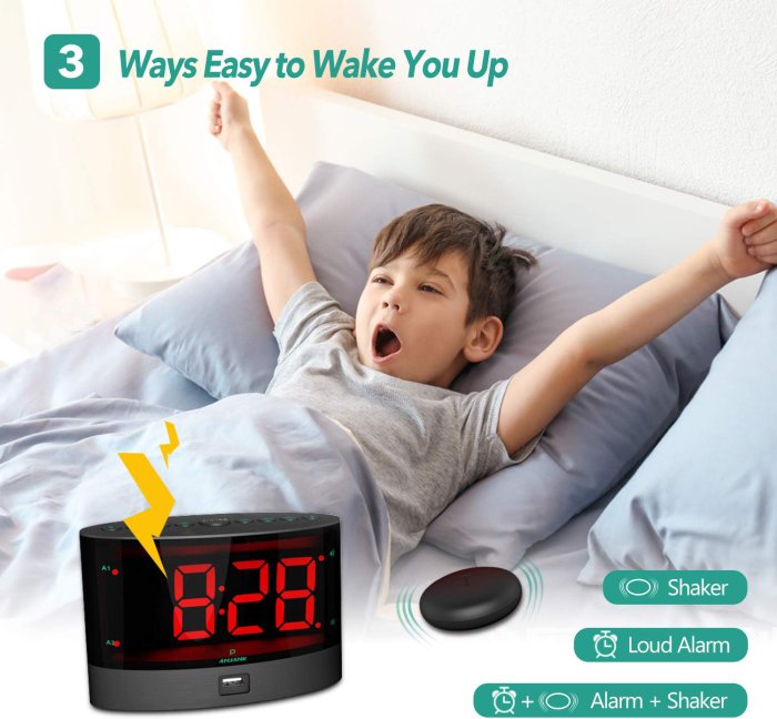 ANJANK Extra Loud Alarm Clock with Wireless Bed Shaker (image 3)