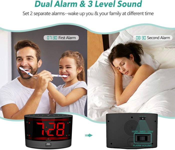 ANJANK Extra Loud Alarm Clock with Wireless Bed Shaker (image 4)