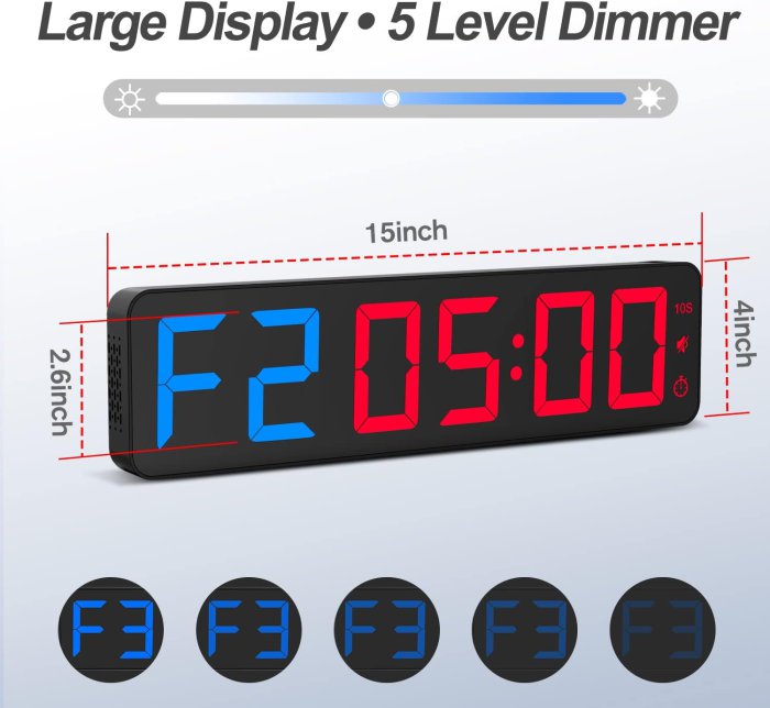ANJANK Gym Timer 15" LED Wall Clock (image 2)