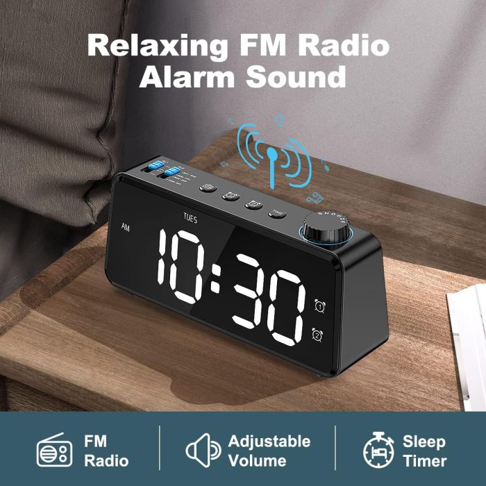 Anjank LED Alarm Clock with Dual Alarm and USB Charger (image 2)