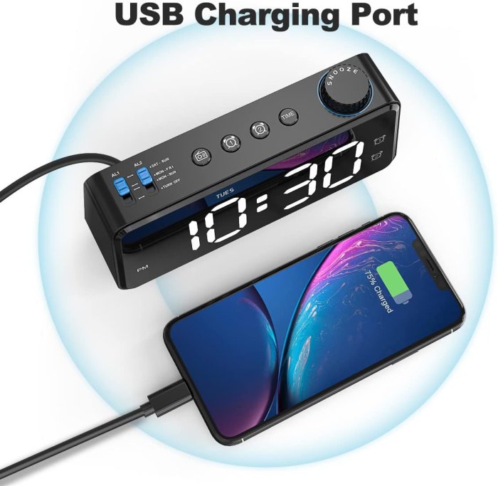 Anjank LED Alarm Clock with Dual Alarm and USB Charger (image 5)