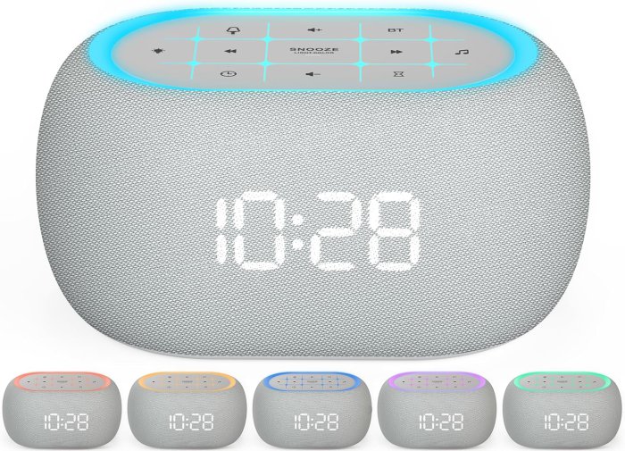 ANJANK White Noise Sound Machine Alarm Clock with Bluetooth Speaker